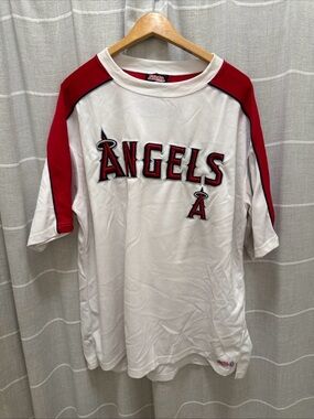 Angels White and Red Baseball Tee